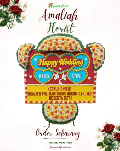 Karangan Papan Bunga Pernikahan di Antosari